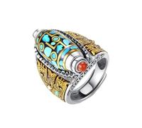 Generisch Anelli 48 Dzi Perline Mantra Anello Sportivo con Segni per Uomini e Donne, Anello Retrò Fatto A Mano Antico Dominanza Anelli Personalizzati, Taglia unica, Rame, Non pietra preziosa
