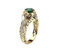 Generisch Anelli a mano da donna con strass da sposa, anello verde, anelli da ginnastica, 7, Metallo