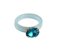 Generisch Anelli adolescenti ragazzi colorato acrilico strass anello per donne carino costume accessori anelli anime con catena, Taglia unica, resina, Nessuna pietra preziosa