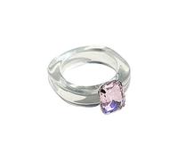 Generisch Anelli adolescenti ragazzi colorato acrilico strass anello per donne carino costume accessori anelli anime con catena, Taglia unica, resina, Nessuna pietra preziosa