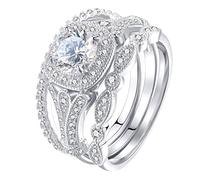 Generisch Anelli compatibili con la potenza Trailer Geometria Strass Anello di fidanzamento Full Zirconia Solitario Anello 5 12 D Anelli, 8, Metallo, Nessuna pietra preziosa