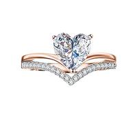 Generisch Anelli da uomo Costosi personalizzati a forma di cuore Zirconi Diamanti per le donne anelli donna argento 50