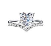 Generisch Anelli da uomo Costosi personalizzati a forma di cuore Zirconi Diamanti per le donne anelli donna argento 50