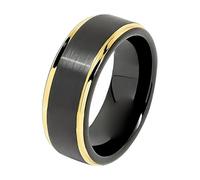 Generisch Anelli neri in tungsteno per uomini Wedding Gold Step Edge Size Sticker Anelli Matrimonio per invito, O, Metallo, Nessuna pietra preziosa