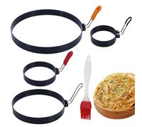 Generisch Anelli per uova, con rivestimento antiaderente, 5 pezzi in acciaio antiaderente | Stampo per uova per pancake, anello per hamburger e preparazione della colazione