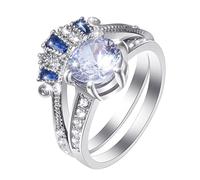 Generisch Anello adattatore per altoparlante colorato con zirconi ovali, elegante anello con zaffiro, anello da donna alla moda con diamanti e zirconi per le donne taglia 6 quartetto degli anelli, 9