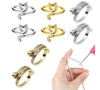 Generisch Anello all'uncinetto a forma di gatto, anello per treccia, antiscivolo, durevole, regolabile, incantevole anello per filato all'uncinetto, accessori per uncinetto e maglieria