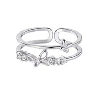 Generisch Anello elegante da donna a mia figlia, anello a farfalla, anello con strass, minimalista, regalo per l'inizio della scuola, in argento 925, Einheitsgröße, Metallo, Non pietra preziosa