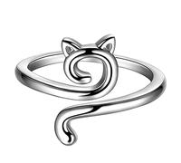 Generisch Anello geometrico per gatti in lega, l'ornamento regolabile dell'anello dell'animale apre unguento per ferite, Taglia unica, Metallo, Nessuna pietra preziosa