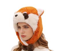Generisch Animal Hats for Kids, cappello invernale spesso a forma di procione, con orecchie mobili, per donne, ragazze, cosplay, outdoor, freddo, vacanze, tutti i giorni