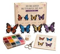 Generisch Animali di perle, divertenti e , 4 pezzi, 3D | Set di animali con perline per gli appassionati del fai da te, per la vetrina, il comodino e la libreria