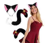 Generisch Anime cosplay da donna simulazione orecchie animali fiocco coda cos set coda campanella accessori comic fiera accessori accessori carnevale accessori per feste in costume accessorio completo