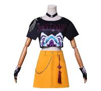 Generisch Anime Kpop Demon Hunter Rumi Cosplay Costume Huntrix gioco di ruolo uniforme Set completo Halloween Party Carnevale Dress Up completo con anello orecchini per donne (Mira, S)