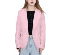 Generisch Anime Vestire Ragazze Tinta Unita Formale Risvolto Vestito Cappotto Button Down Lungo Seelve Blazer Suit Giacca Per Bambini Donna Giacca di Mezzogiorno, Colore: rosa., 11-12 Anni
