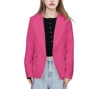 Generisch Anime Vestire Ragazze Tinta Unita Formale Risvolto Vestito Cappotto Button Down Lungo Seelve Blazer Suit Giacca Per Bambini Donna Giacca di Mezzogiorno, rosa intenso, 9-10 Anni