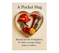 Generisch Appreciation Cards - Firefighter Heart Pendant | Compact Greeting Card with Heart-Shaped Firefighter Charm, Ideal For Women, Family, Birthday, Holiday, Easter, Home, Desk, Door, Backpack
