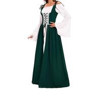 Generisch Arazzo da parete medievale per cosplay, abito lungo da donna, perfetto per festival, spettacoli palcoscenici Ouma Kokichi cosplay costume uniforme bianca scuola, verde, M