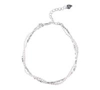 Generisch Argento Multi Perla Placcato Classico Bracciale Donna Broken Silver Necklace Exquisite Pearl Necklace Women's San Valentino Nero Preziose Nonna Frasi Anelli, Taglia unica, Metallo
