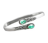 Generisch Argento Quarzo Prezioso Argento Bracciale Gioielli Moda Retro Polished Bracciale Per Donne Blu Bracciale Amanti Anelli, Taglia unica, Metallo