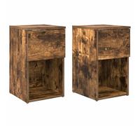 Generisch Armadietto da letto, 2 pezzi, rovere affumicato, 29 x 31,5 x 49 | Comodino per camera da letto, contenitore compatto, interni moderni, libri ed elettronica, facile da montare