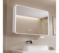 Generisch Armadio a specchio da bagno con illuminazione, armadio a specchio anti-appannamento con portaoggetti, da appendere, mobili da bagno con specchio e illuminazione integrata