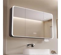 Generisch Armadio a specchio da bagno con illuminazione, armadio a specchio anti-appannamento con portaoggetti, da appendere, mobili da bagno con specchio e illuminazione integrata