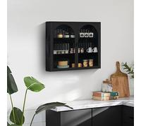 Generisch Armadio da parete contemporaneo con 3 livelli e motivo a tessitura, nero, 70 cm, per corridoio, soggiorno, bagno, stabile portata 22 kg