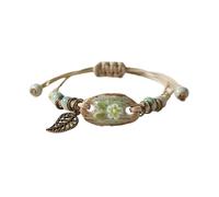 Generisch Armbanduhren Männer Niedlicher Schmuck Kreatives natürlich gewebtes Armband Künstlerisches Blattarmband Handgefertigtes gewebtes Armband Intelligente Armbandfrau (Green, One Size)