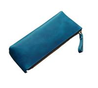 Generisch Astuccio in vera pelle con chiusura lampo, grande tasca per penna roller per quaderni e diari, tour operator per l'ufficio scolastico (blue)