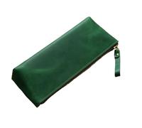 Generisch Astuccio in vera pelle con chiusura lampo, grande tasca per penna roller per quaderni e diari, tour operator per l'ufficio scolastico (verde)
