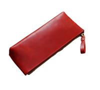 Generisch Astuccio in vera pelle con chiusura lampo, grande tasca per penna roller per quaderni e diari, tour operator per l'ufficio scolastico (rosso)