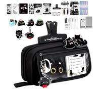 Generisch Astuccio portapenne a forma di gatto, colore nero, organizer con | Grazioso astuccio a forma di gatto per gomme, righelli, appunti, scuola elementare, casa, viaggi, disegno