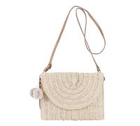Generisch Attacchi di paglia, borsa da spiaggia di paglia,borse estive in tessuto con ciondolo a sfera | Borsa chic per shopping, escursioni, campeggio, appuntamenti, viaggi, beige., descrizione