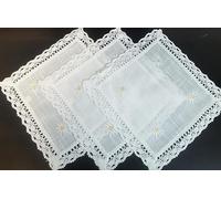 Generisch AUDE Home Confezione da 3 centrini 30 x 30 cm, con motivo stella alpina ricamata