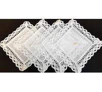 Generisch AUDE Home Confezione da 4 centrini 20 x 20 cm con motivo stella alpina ricamata