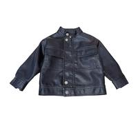 Generisch Baby Boys Girls Kids Outfits Spring Autumn PU Faux Leather Lapel Jacket Zipper Outerwear Coat Nero con, a, 2-3 Jahre