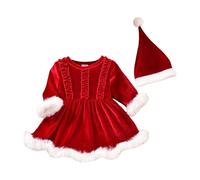 Generisch Baby Girl Manica Lunga Natale Pagliaccetto Pagliaccetto Neonato Body Vestito Cappello Set Calendario dell'Avvento La Mia Vita, Colore: rosso, 6-9 Mesi