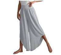 Generisch Baggy Pantaloni da jogging da donna a gamba larga, vita alta, pantaloni da yoga, hippie, pantaloni da spiaggia boho, pantaloni palazzo, taglie forti, grigio., 3XL