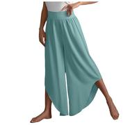 Generisch Baggy Pantaloni da jogging da donna a gamba larga, vita alta, pantaloni da yoga, hippie, pantaloni da spiaggia boho, pantaloni palazzo, taglie forti, Verde menta, M