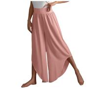 Generisch Baggy Pantaloni da jogging da donna a gamba larga, vita alta, pantaloni da yoga, hippie, pantaloni da spiaggia boho, pantaloni palazzo, taglie forti, Colore: rosa., M
