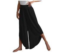 Generisch Baggy Pantaloni da jogging da donna a gamba larga, vita alta, pantaloni da yoga, hippie, pantaloni da spiaggia boho, pantaloni palazzo, taglie forti, Nero , XXL