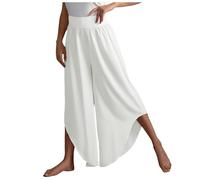 Generisch Baggy Pantaloni da jogging da donna a gamba larga, vita alta, pantaloni da yoga, hippie, pantaloni da spiaggia boho, pantaloni palazzo, taglie forti, bianco, 3XL