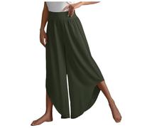 Generisch Baggy Pantaloni da jogging da donna a gamba larga, vita alta, pantaloni da yoga, hippie, pantaloni da spiaggia boho, pantaloni palazzo, taglie forti, verde, M