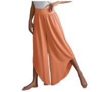 Generisch Baggy Pantaloni da jogging da donna a gamba larga, vita alta, pantaloni da yoga, hippie, pantaloni da spiaggia boho, pantaloni palazzo, taglie forti, Colore: rosso, XXL