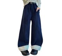 Generisch Baggy - Pantaloni da jogging per autunno e inverno, imbottiti, in peluche, spessi, in pile, invernali, larghi, a vita alta, 2 tasche laterali, Z4-blu navy, 160 Centimetro