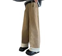 Generisch Baggy - Pantaloni da jogging per autunno e inverno, imbottiti, in peluche, spessi, in pile, invernali, larghi, a vita alta, 2 tasche laterali, Z4-kaki, 160 Centimetro