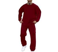 Generisch Baggy Tuta da jogging da uomo, 2 pezzi, pantaloni da jogging e felpa senza cappuccio, impermeabile, antivento, in tinta unita, per adolescenti, per il tempo libero, traspirante, Colore