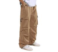 Generisch Baggy Y2K - Pantaloni da paracadutismo da uomo, pantaloni chino dritti da lavoro, gamba larga, pantaloni da jogging in vita elasticizzata, pantaloni cargo con coulisse, pantaloni cargo