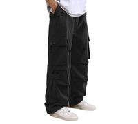 Generisch Baggy Y2K - Pantaloni da paracadutismo da uomo, pantaloni chino dritti da lavoro, gamba larga, pantaloni da jogging in vita elasticizzata, pantaloni cargo con coulisse, pantaloni cargo