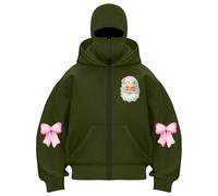 Generisch Balaclava Felpa con cappuccio da uomo con maschera per il viso, passamontagna Y2K Full Zip Oversized Mask Giacca invernale felpa e tasca calda giacca invernale con cappuccio, Ag #1, M